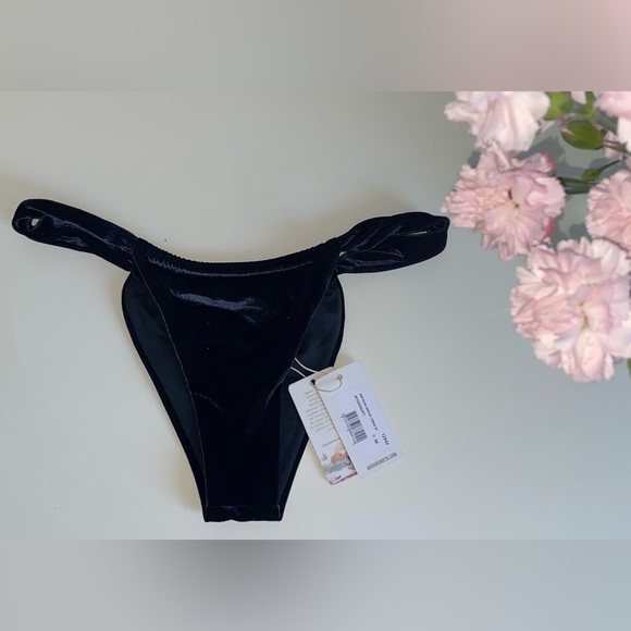NWT AGUA BENDITA ELSA AGUJA BLACK VELVET BIKINI BOTTOM size M - Picture 4 of 5